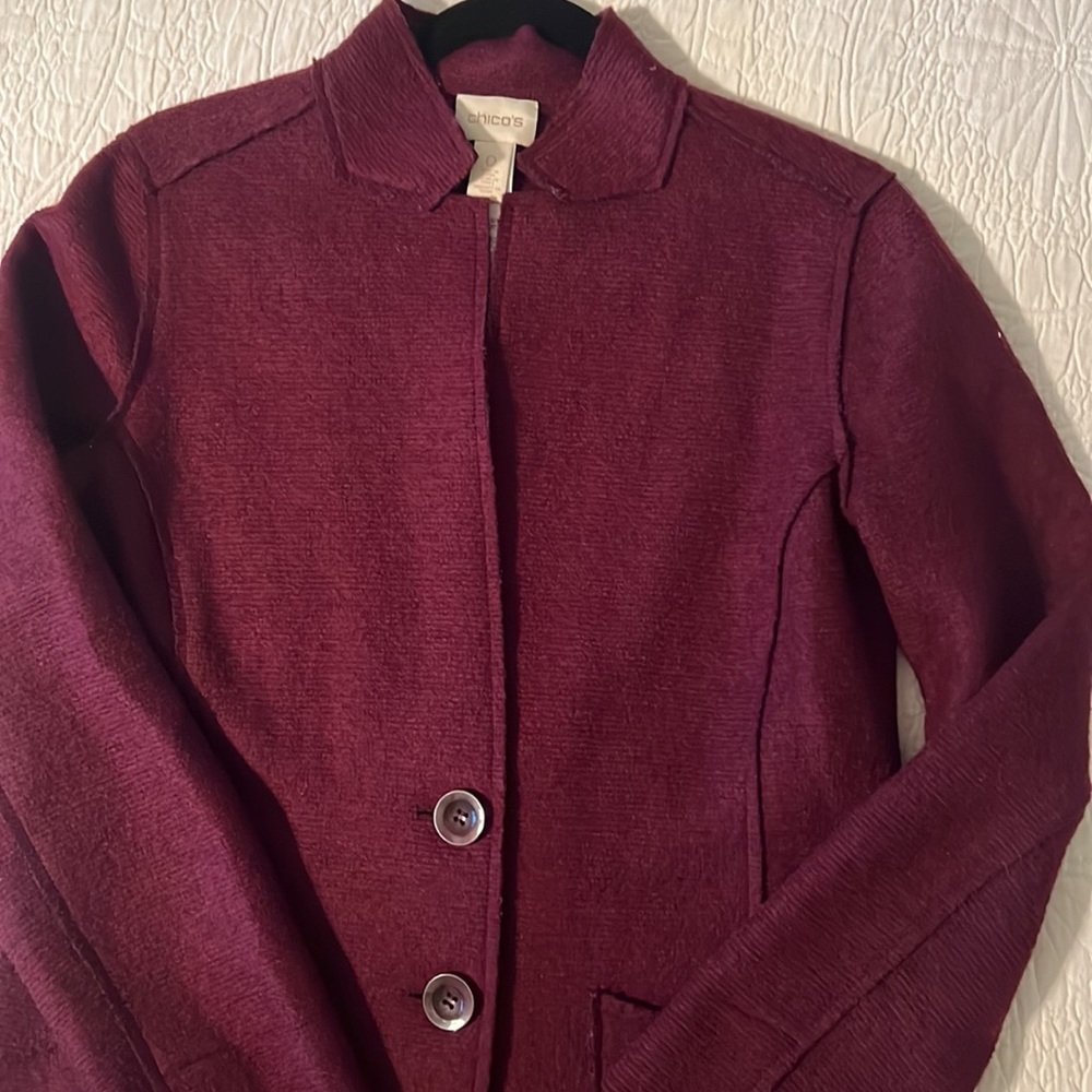 Maroon Chicos Wool/Polyester Blend 2 Button Style… - image 3